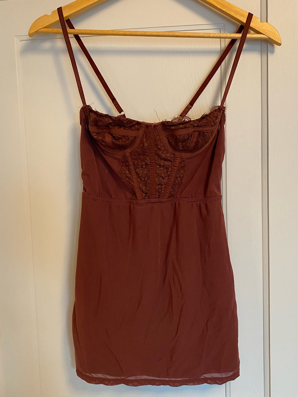Urban Outfitters Brown Lace Corset Dress Size XS Adjustable Straps Coquette Girl